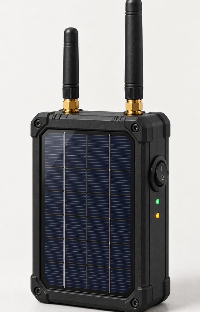 Tactical field sensor in a rugged enclosure with a solar panel
