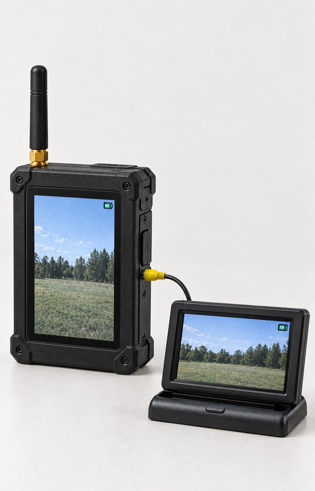 Tactical FPV video scanner connected to an external monitor